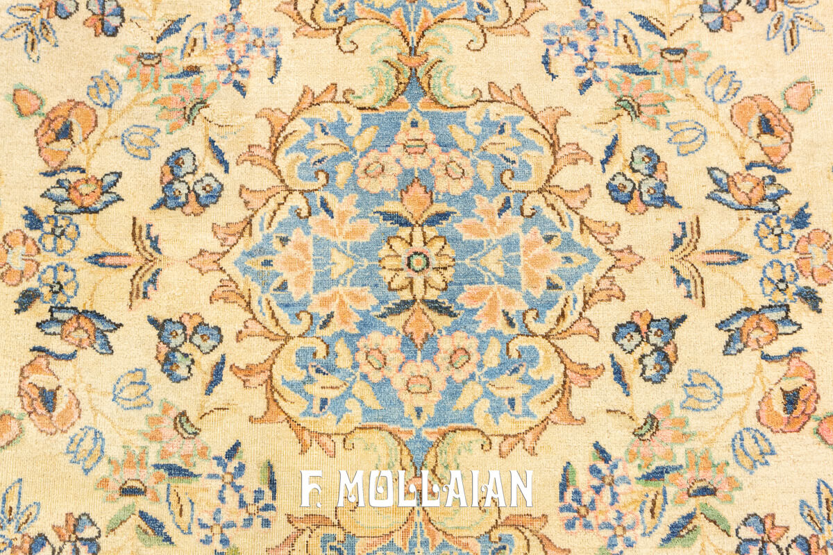 Tapis Kerman Couleur Beige/Bleu n°:88097563