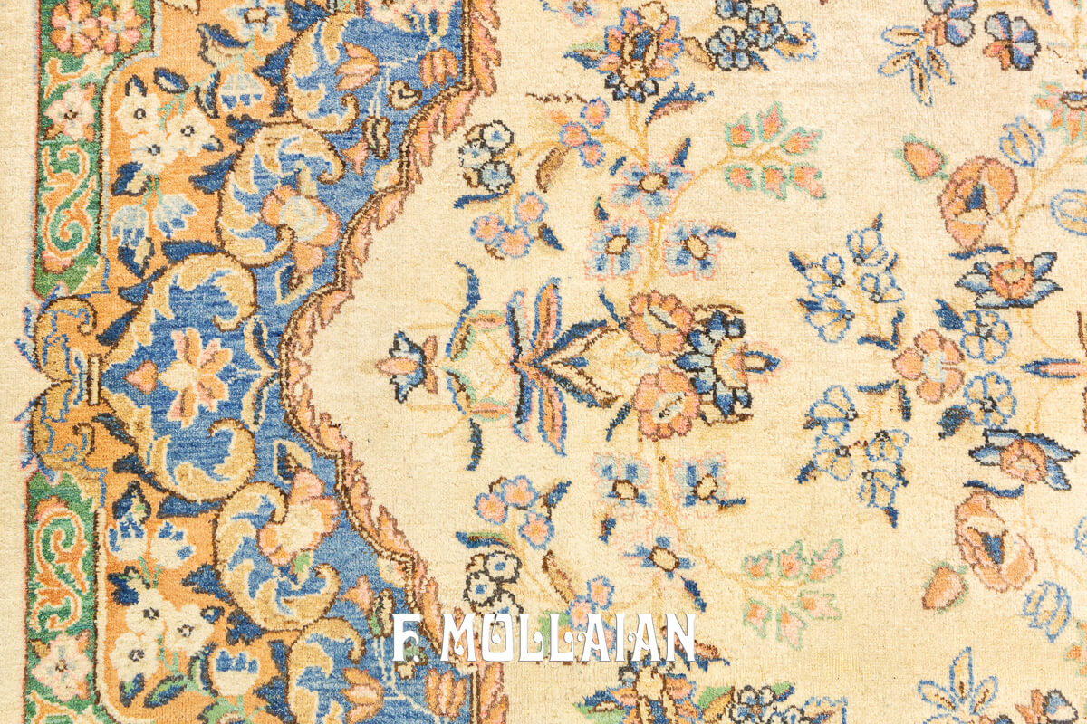 Tapis Kerman Couleur Beige/Bleu n°:88097563