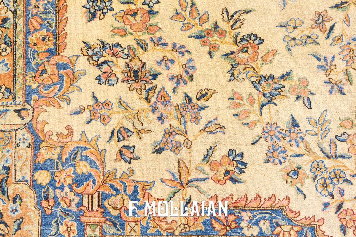Tapis Kerman Couleur Beige/Bleu n°:88097563