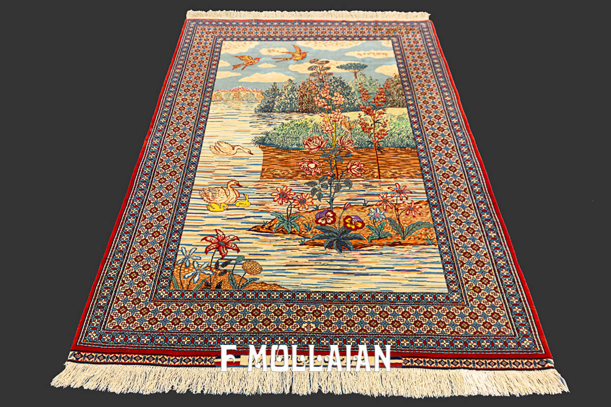 Isfahan Rug Pictorial Signed Seyrafian Silk Warps n°:15058877