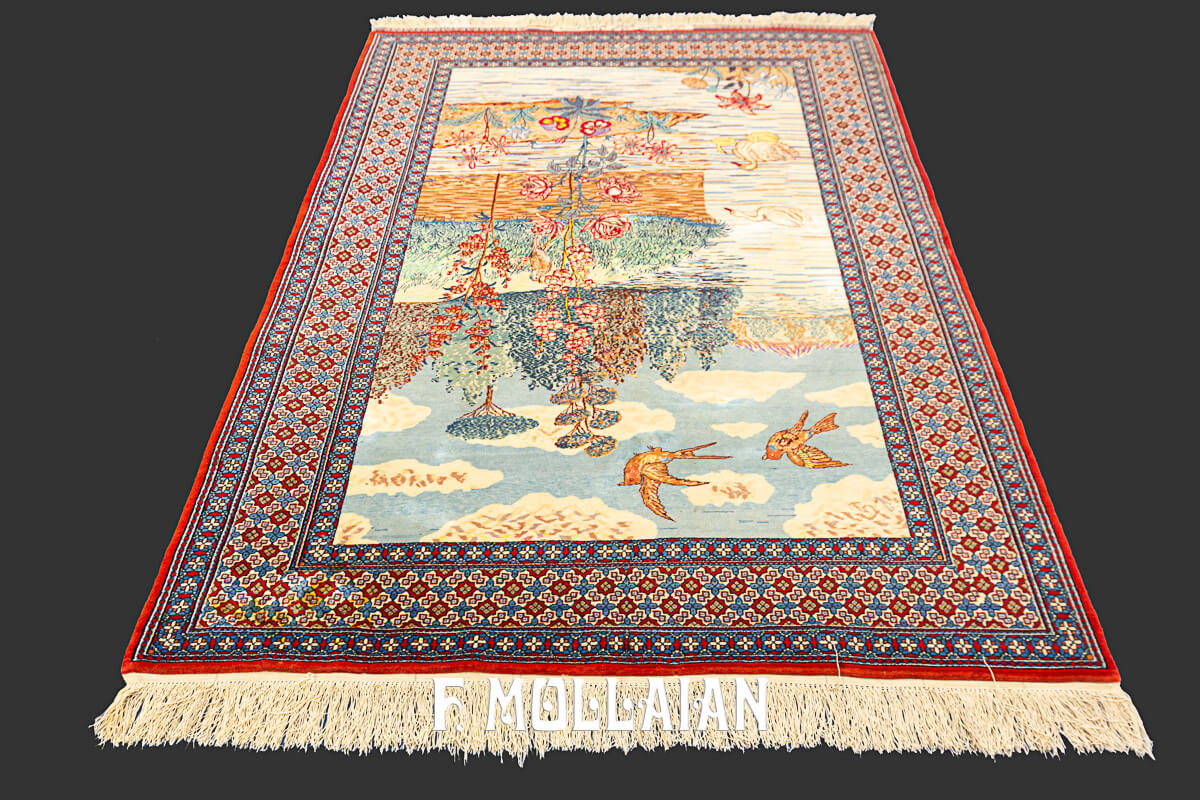 Isfahan Rug Pictorial Signed Seyrafian Silk Warps n°:15058877