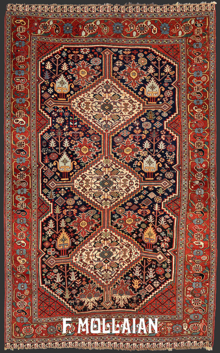 Persian Hand-knotted Antique Khamse Rug n°:170831