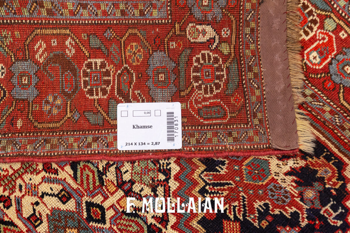 Persian Hand-knotted Antique Khamse Rug n°:170831