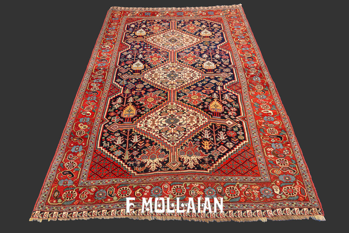 Persian Hand-knotted Antique Khamse Rug n°:170831