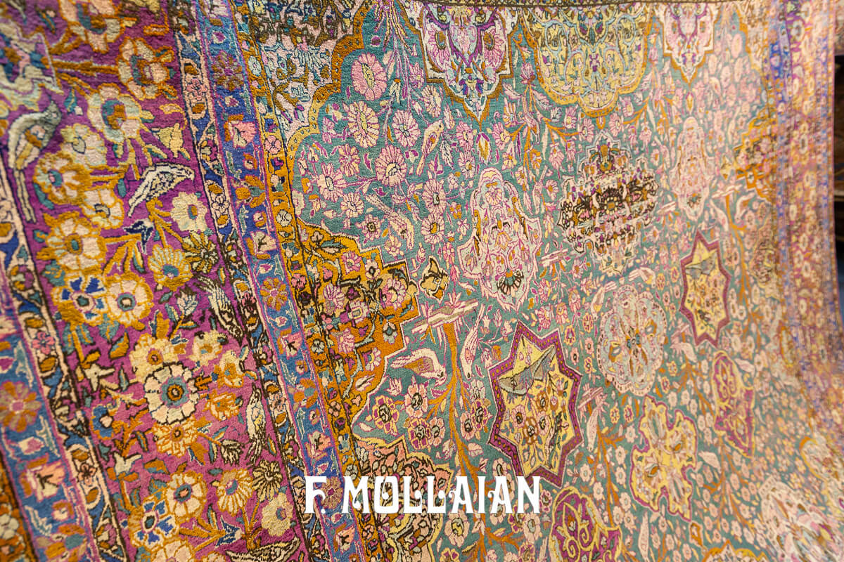 Keshan Rug Silk Qajar Tile Design n°:422071