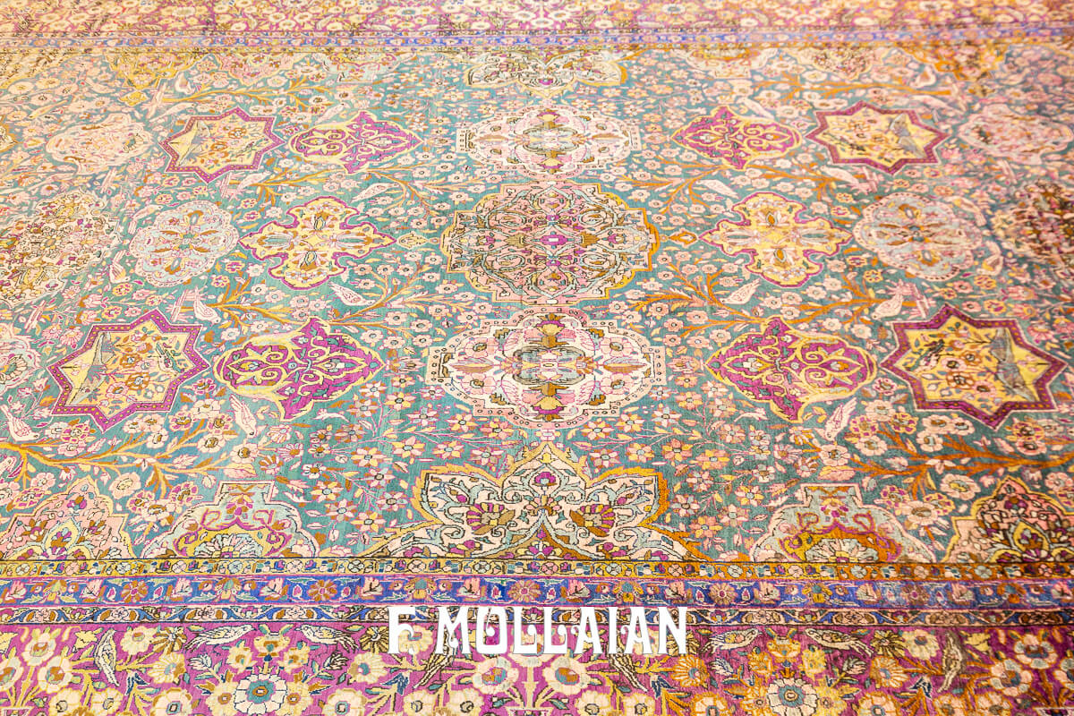 Keshan Rug Silk Qajar Tile Design n°:422071