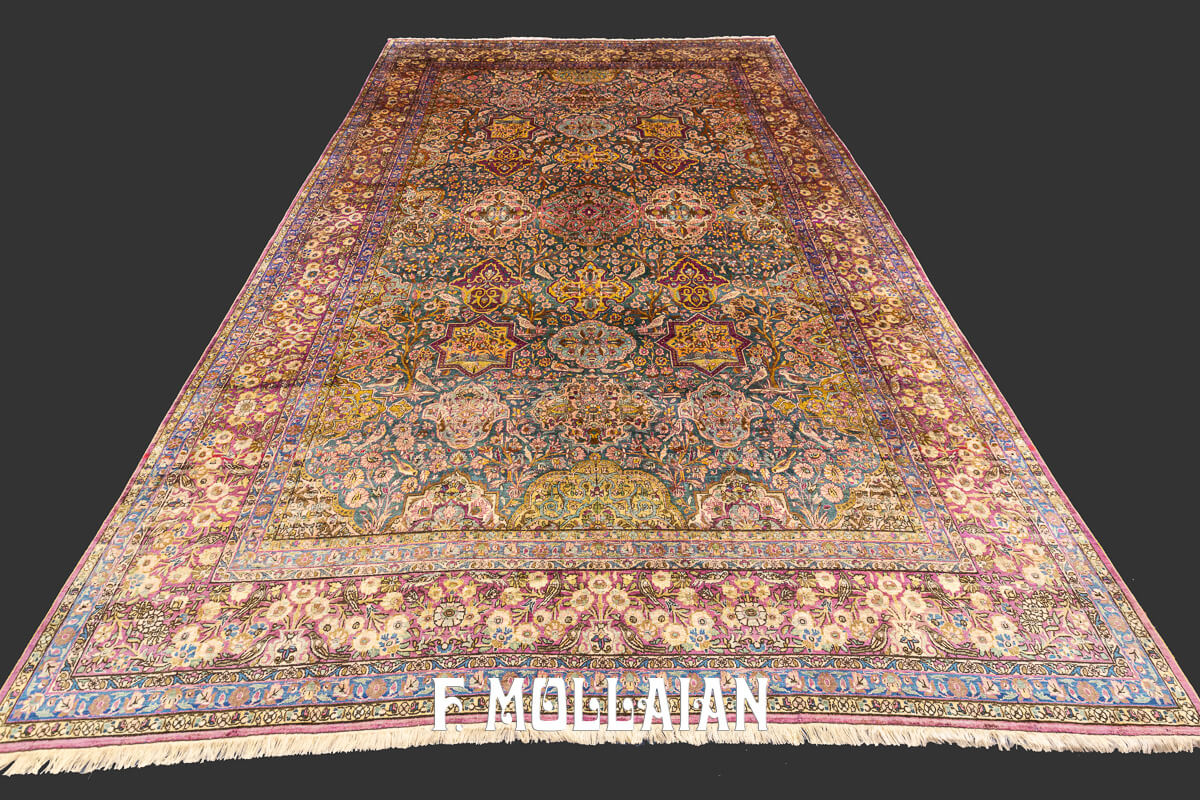 Keshan Rug Silk Qajar Tile Design n°:422071