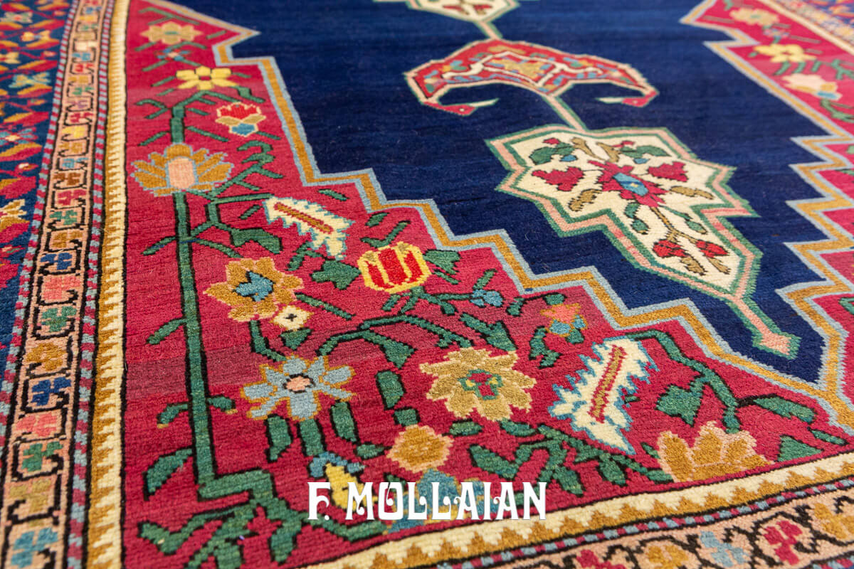 Antique Caucasian Hand-knotted Karabakh (Qarabağ) Kalleh size (Wide Gallery) Carpet n°:825144