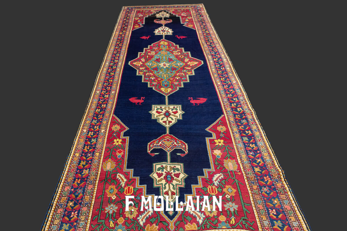 Antique Caucasian Hand-knotted Karabakh (Qarabağ) Kalleh size (Wide Gallery) Carpet n°:825144
