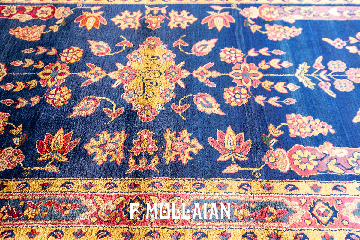 Rare Sarouk Rug Silk Blue Field n°:842736