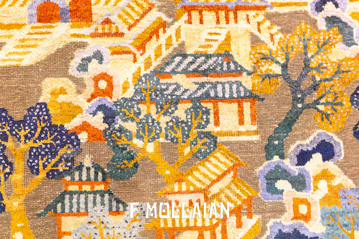 Chinese Rug Silk&Metal n°:884444
