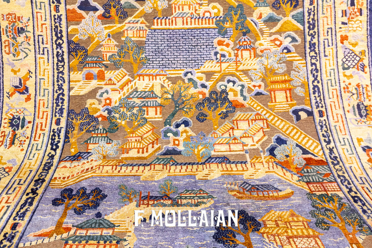 Chinese Rug Silk&Metal n°:884444