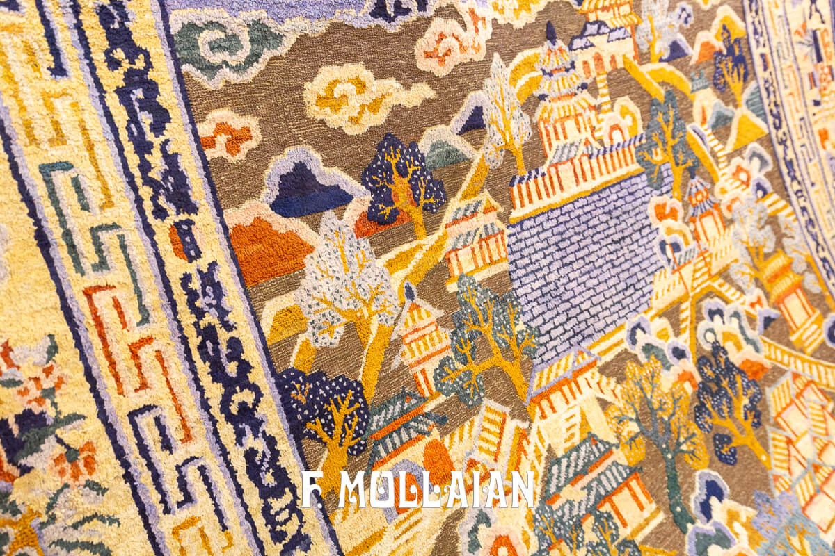 Chinese Rug Silk&Metal n°:884444