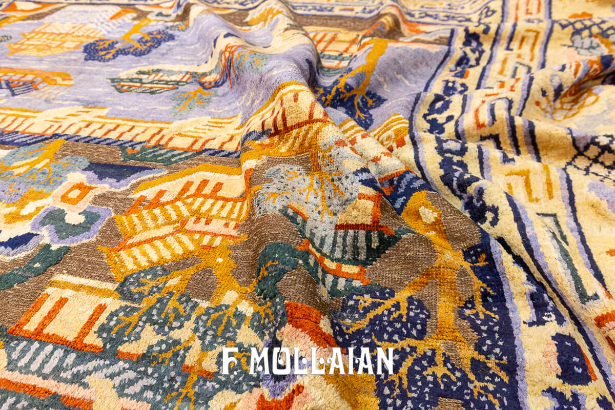 Chinese Rug Silk&Metal n°:884444