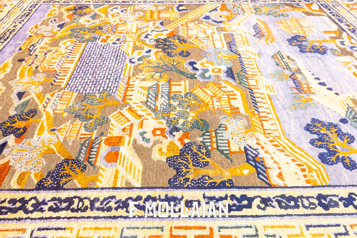 Chinese Rug Silk&Metal n°:884444