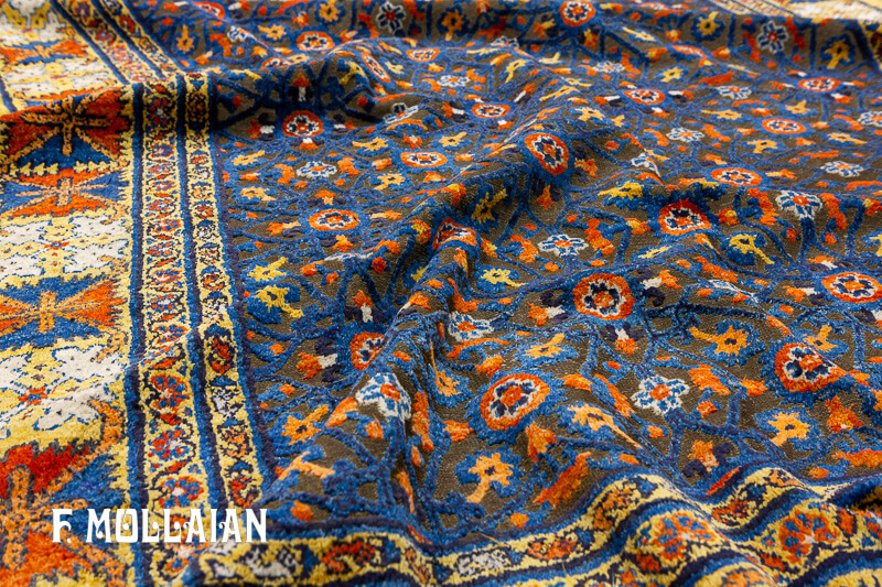 All-over Signed Antique Silk&Metal Chinese «Souf» Rug n°:90810510