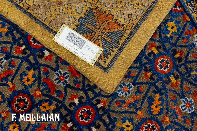 All-over Signed Antique Silk&Metal Chinese «Souf» Rug n°:90810510