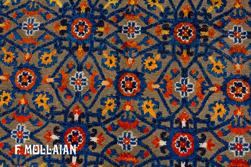 All-over Signed Antique Silk&Metal Chinese «Souf» Rug n°:90810510