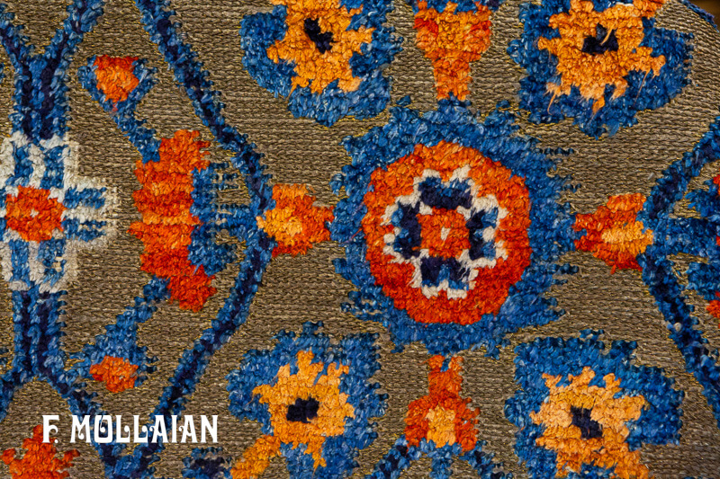 All-over Signed Antique Silk&Metal Chinese «Souf» Rug n°:90810510