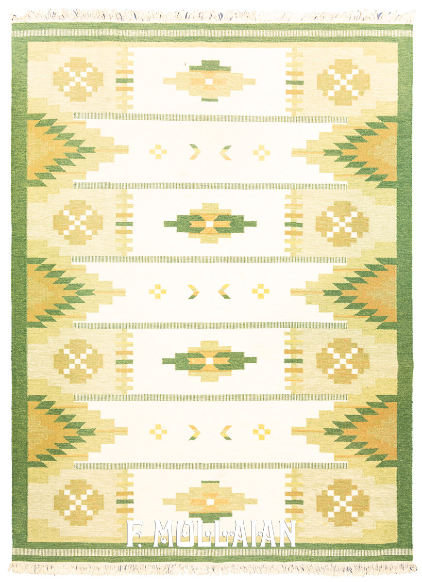 Kilim Svedese (Rollakan) Color Verde n°:101955