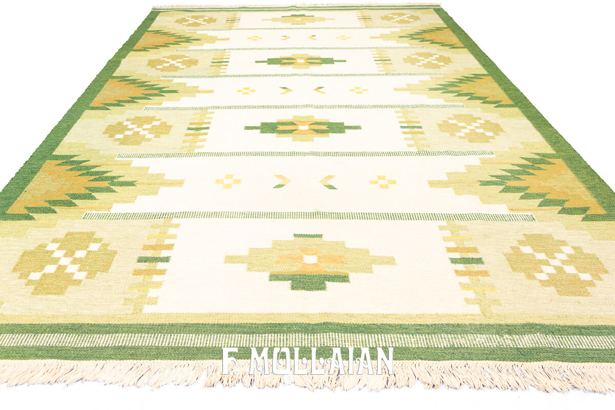 Kilim Svedese (Rollakan) Color Verde n°:101955