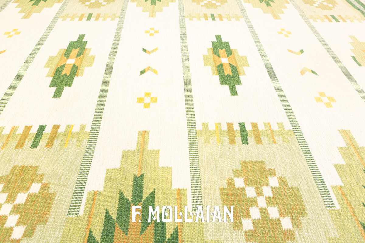 Kilim Svedese (Rollakan) Color Verde n°:101955