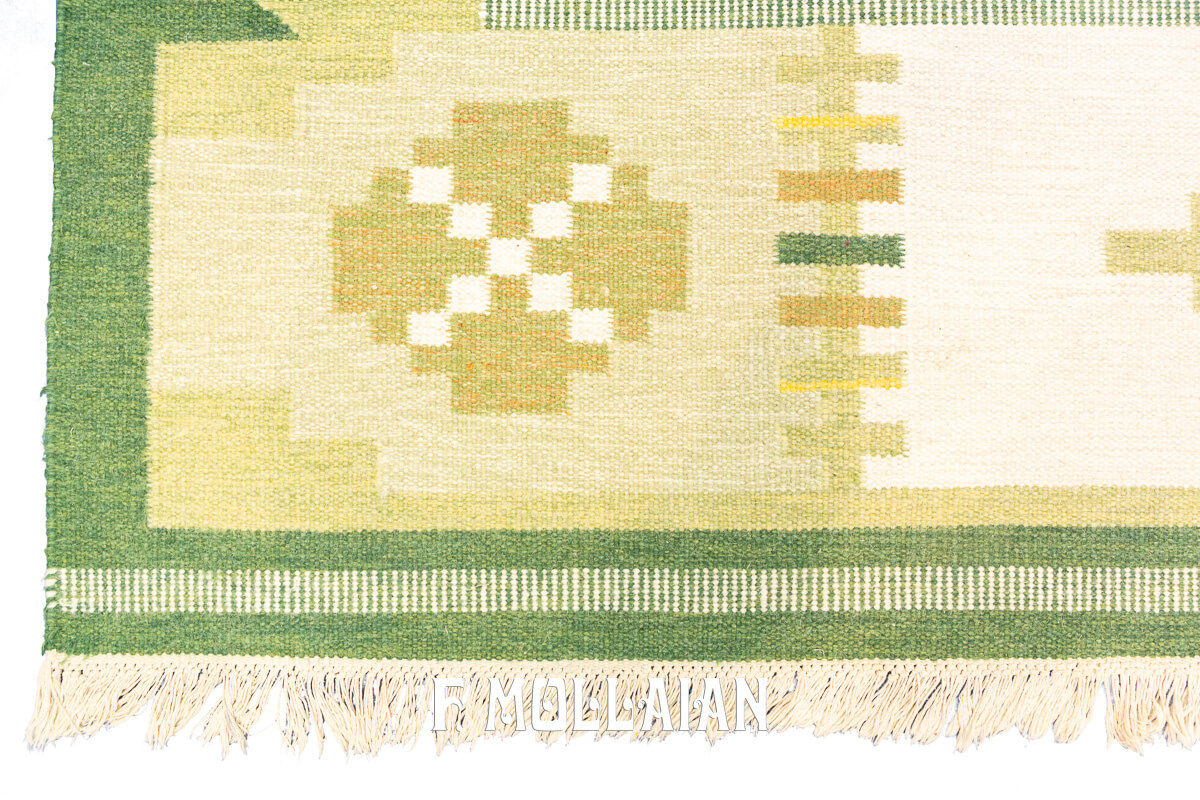 Kilim Svedese (Rollakan) Color Verde n°:101955