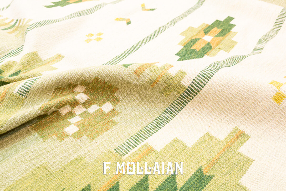 Kilim Svedese (Rollakan) Color Verde n°:101955