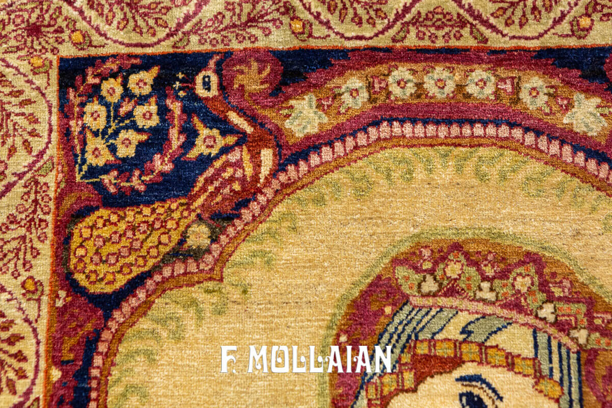 Small Pictorial (Virgin Mary and Baby Jesus) Kerman Ravar Antique Rug n°:121346