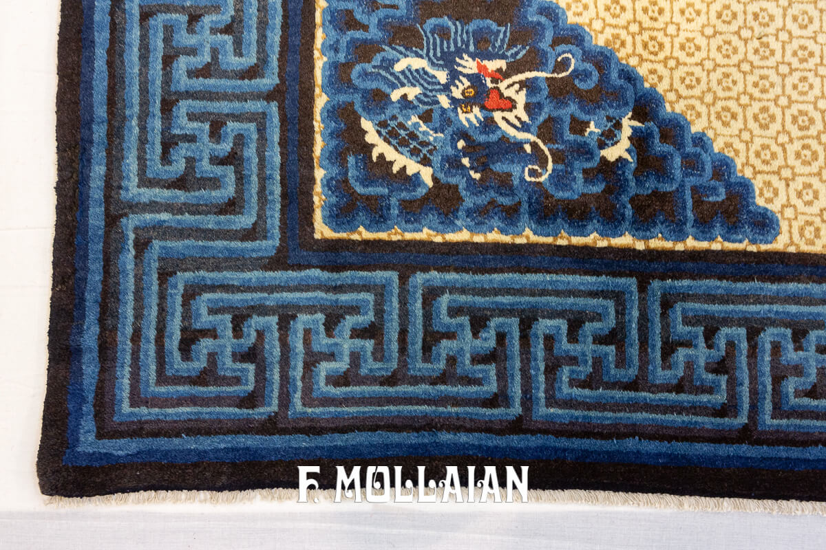 Chinese Peking Rug Dragon Design Blue and Beige n°:15690135