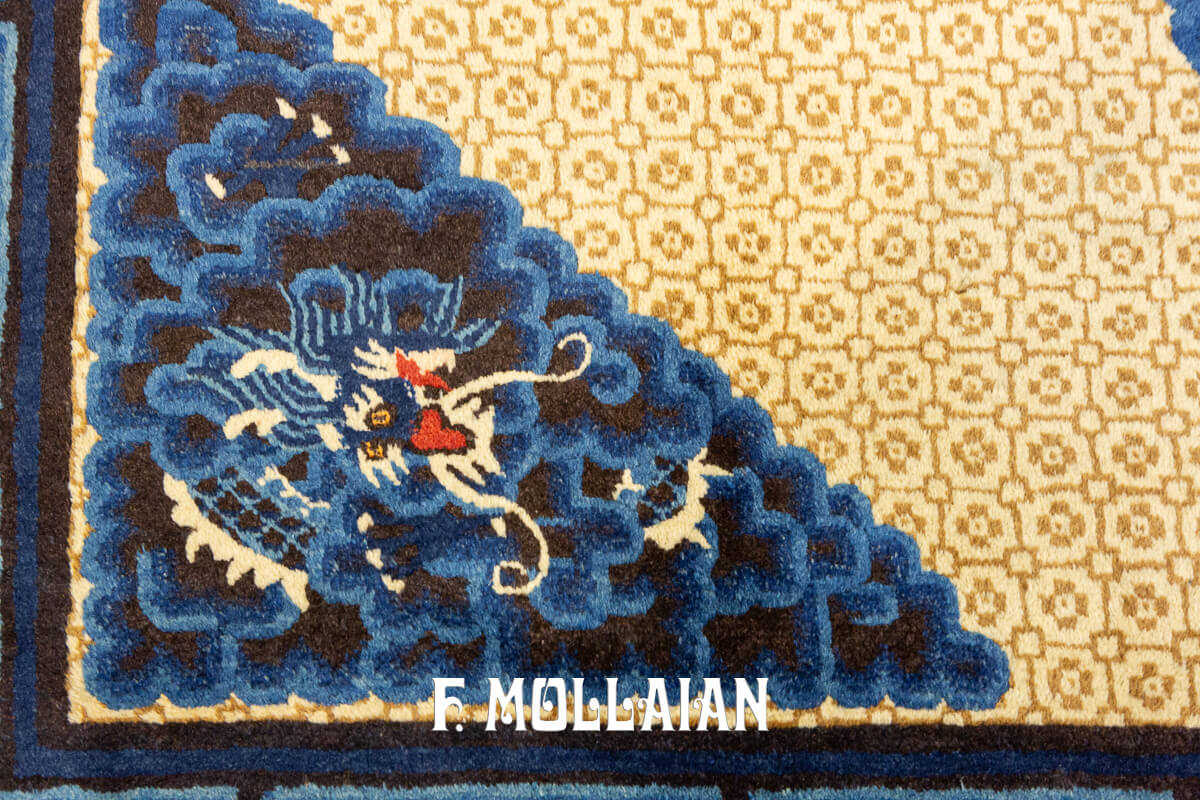 Chinese Peking Rug Dragon Design Blue and Beige n°:15690135