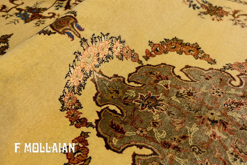 Antique Rug Persian Tehran Part Silk n°:16817924