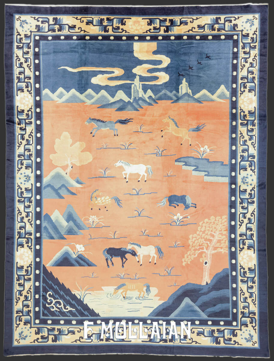Chinese Peking Rug Eight Horses (Bajun tu) n°:347181