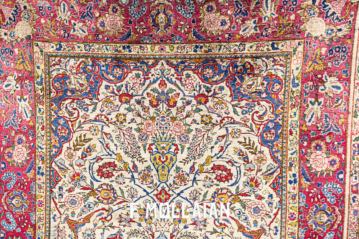 Antique Persian Floral Kashan Silk Prayer Design Rug n°:45751459