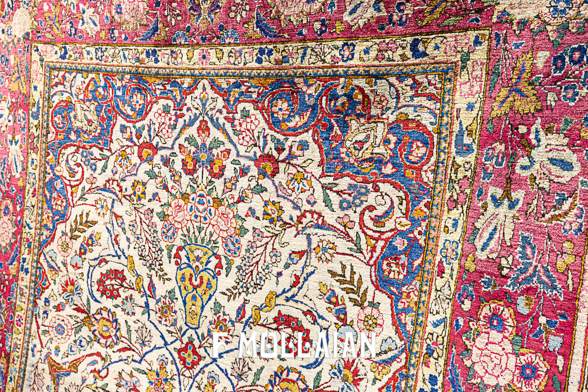 Antique Persian Floral Kashan Silk Prayer Design Rug n°:45751459