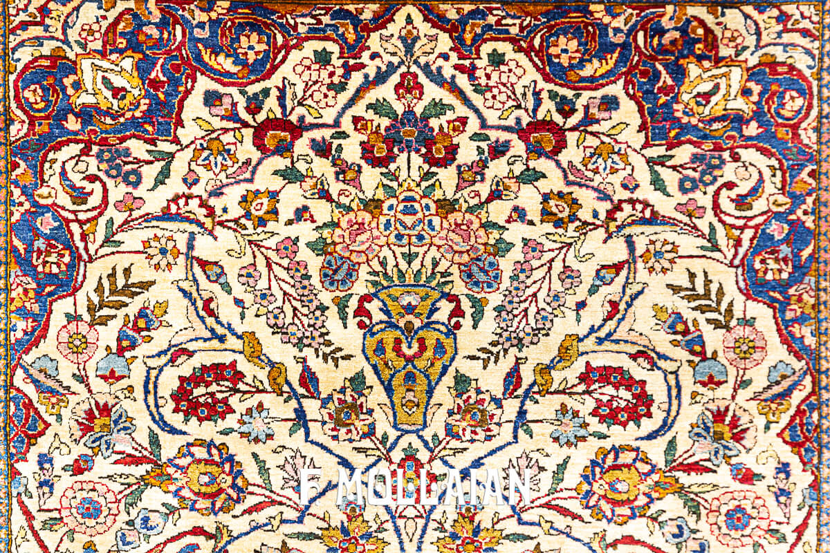 Antique Persian Floral Kashan Silk Prayer Design Rug n°:45751459