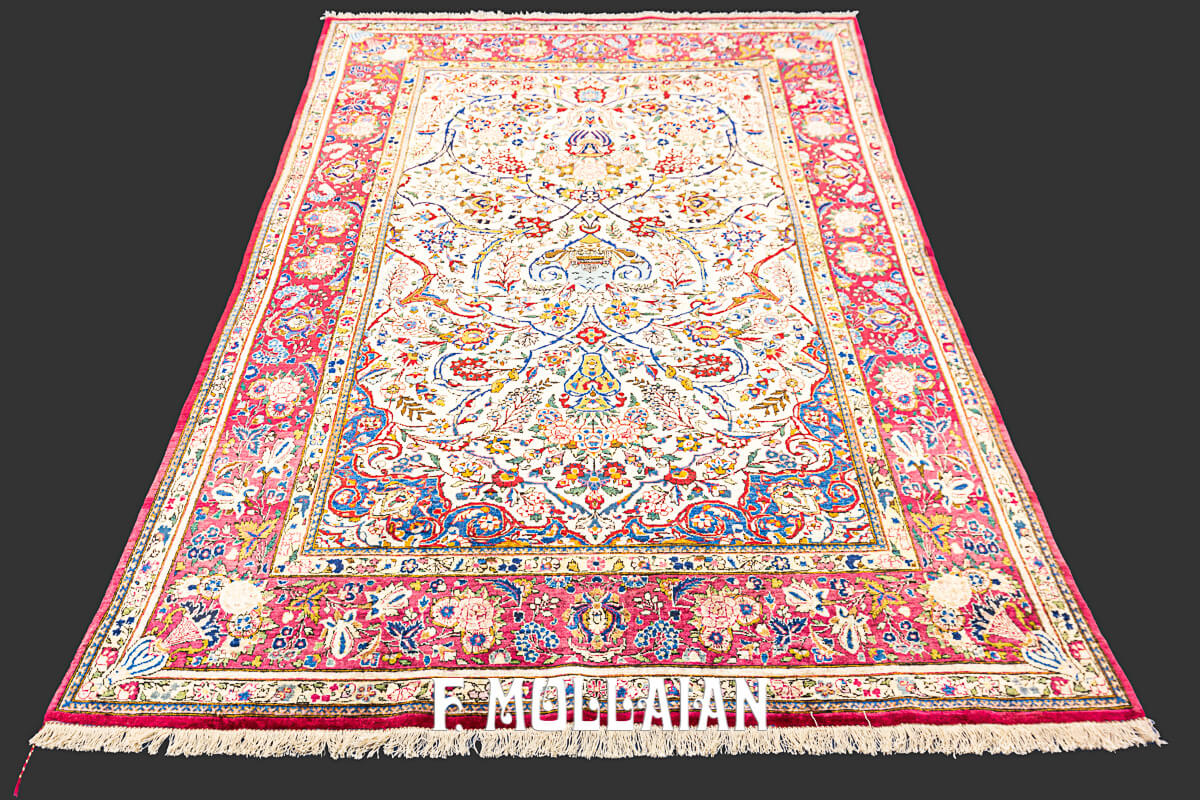 Antique Persian Floral Kashan Silk Prayer Design Rug n°:45751459
