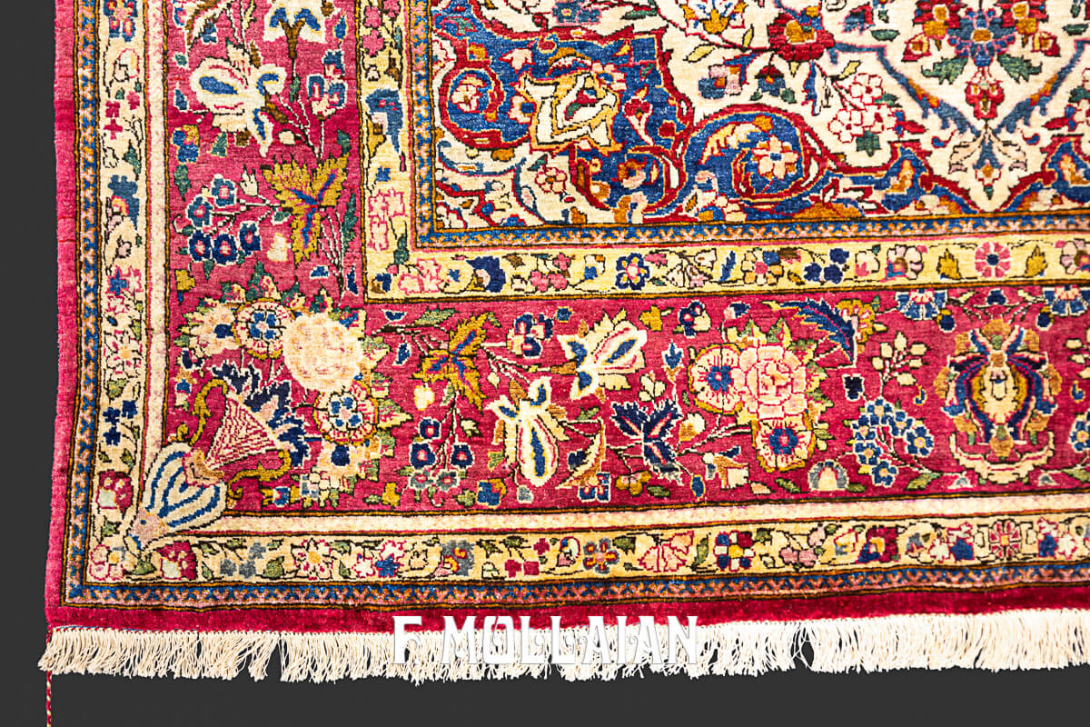Antique Persian Floral Kashan Silk Prayer Design Rug n°:45751459