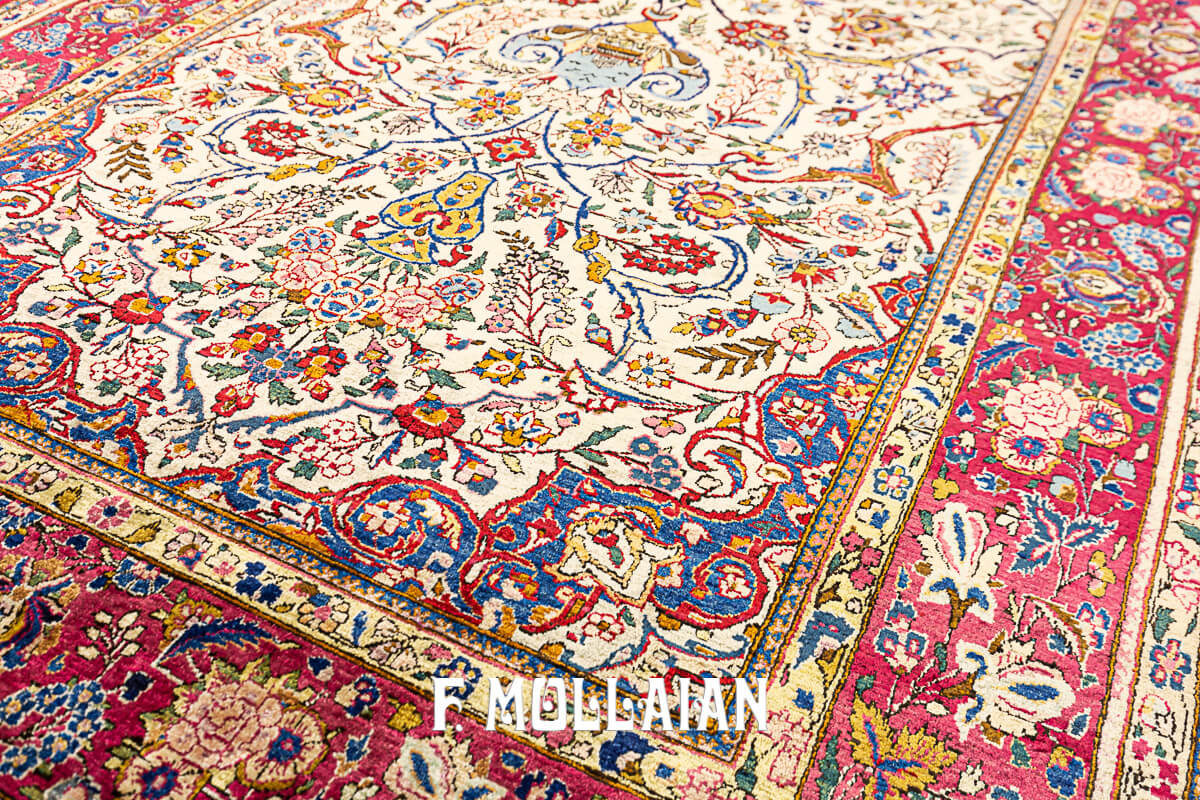 Antique Persian Floral Kashan Silk Prayer Design Rug n°:45751459