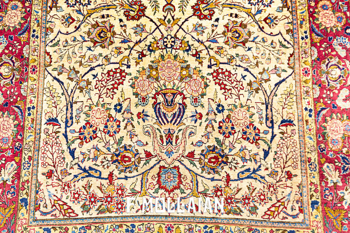 Antique Persian Floral Kashan Silk Prayer Design Rug n°:45751459