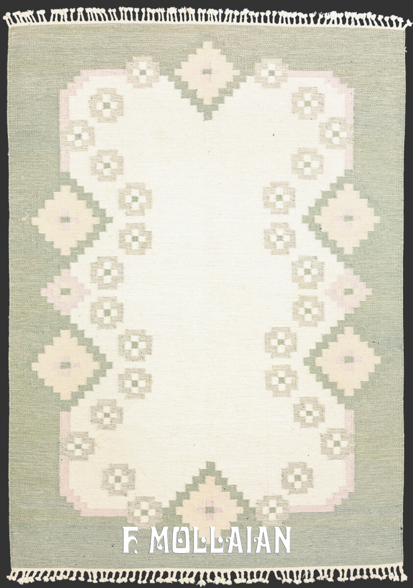 Swedish Kilim Rug Rollakan Modern Geometric Design n°:606041