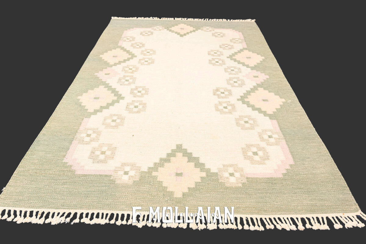 Swedish Kilim Rug Rollakan Modern Geometric Design n°:606041