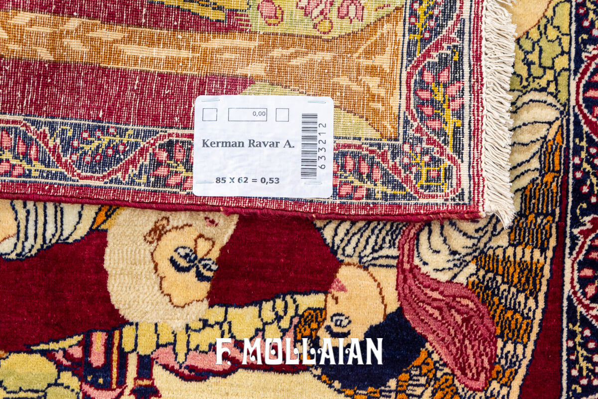 Small Hand-knotted pictorial (Sacrifice of Isma’il) Kerman Ravar Rug n°:633212