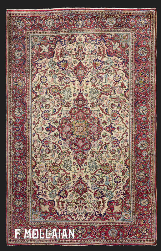 Antique Persian Kashan Silk Rug n°:63887612