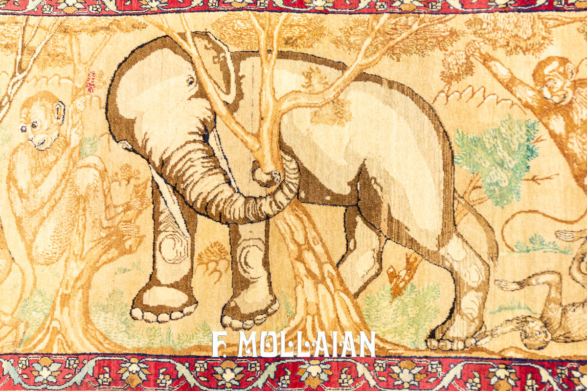 Kerman Ravar Rug Pictorial Special Shape n°:705944