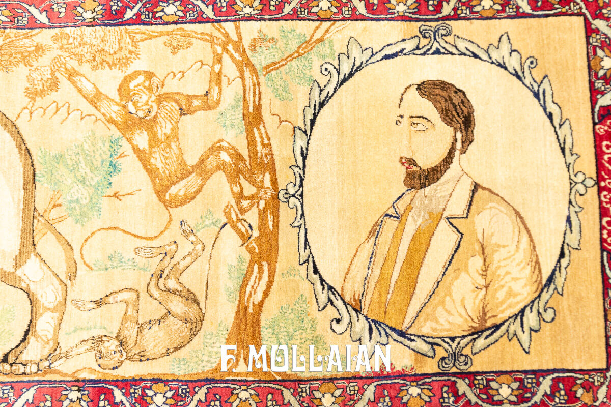 Kerman Ravar Rug Pictorial Special Shape n°:705944
