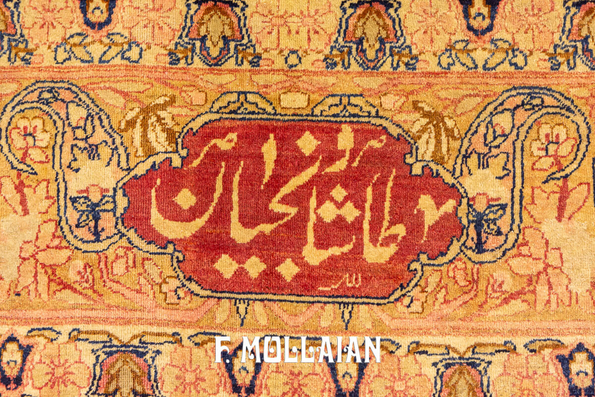 فرش آنتیک کرمان راور امضا دار کد:۸۴۶۸۲۹