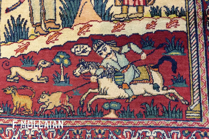 Piccolo Tappeto Figurativo (Ahmad Shàh) Herman persiano e antico n°:85335478