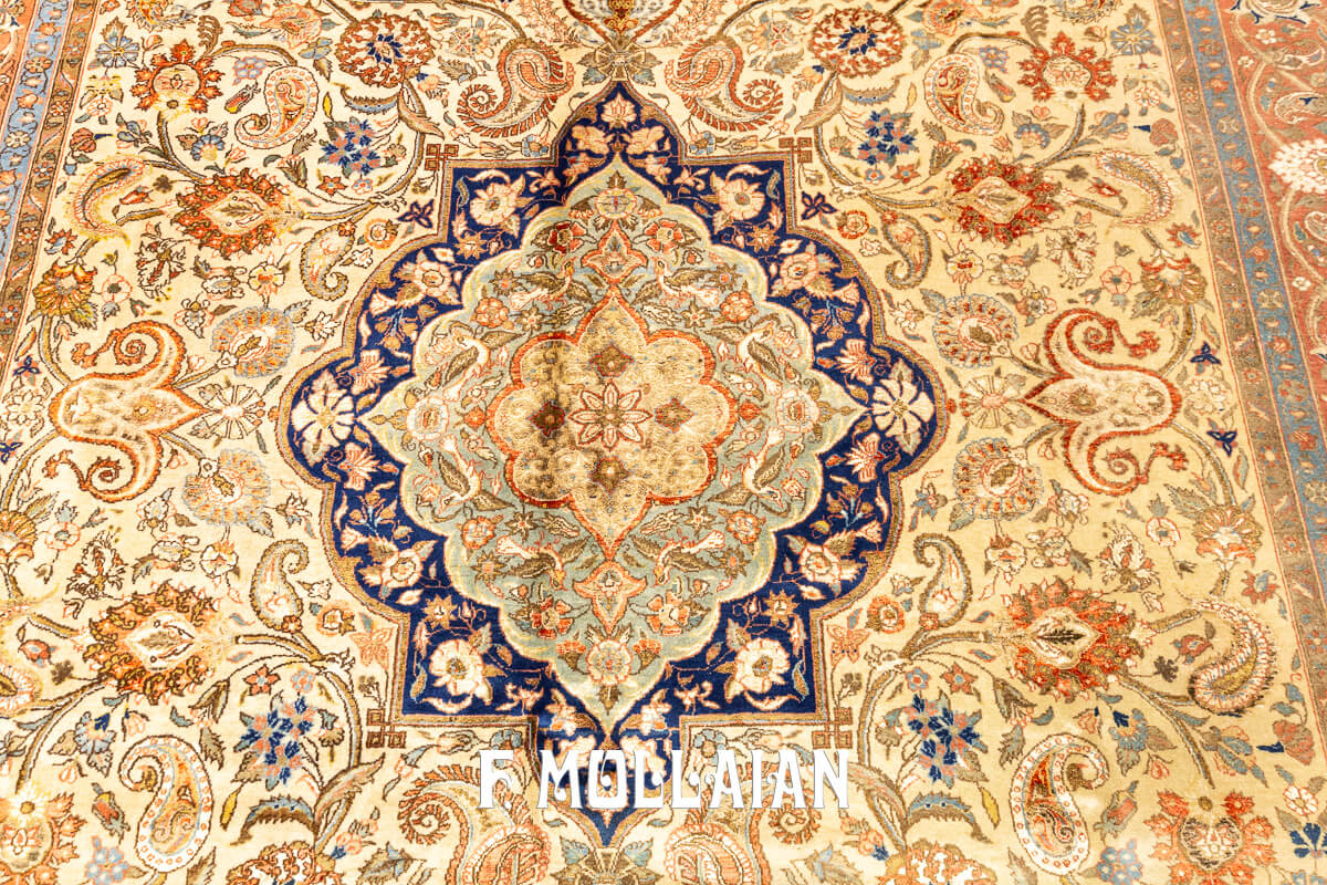 Tehran Rug Persian Classic Floral Part Silk n°:854272