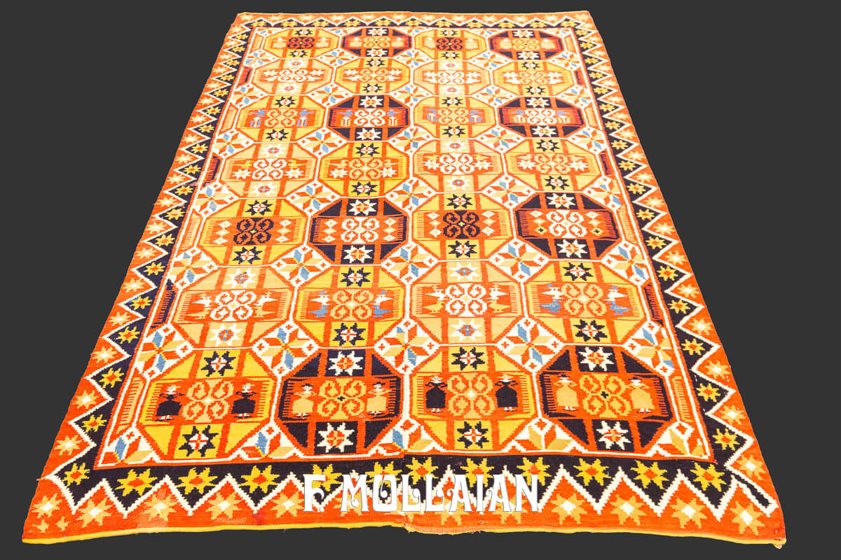 Antique Swedish Textile Geometric Rollakan n°:870105